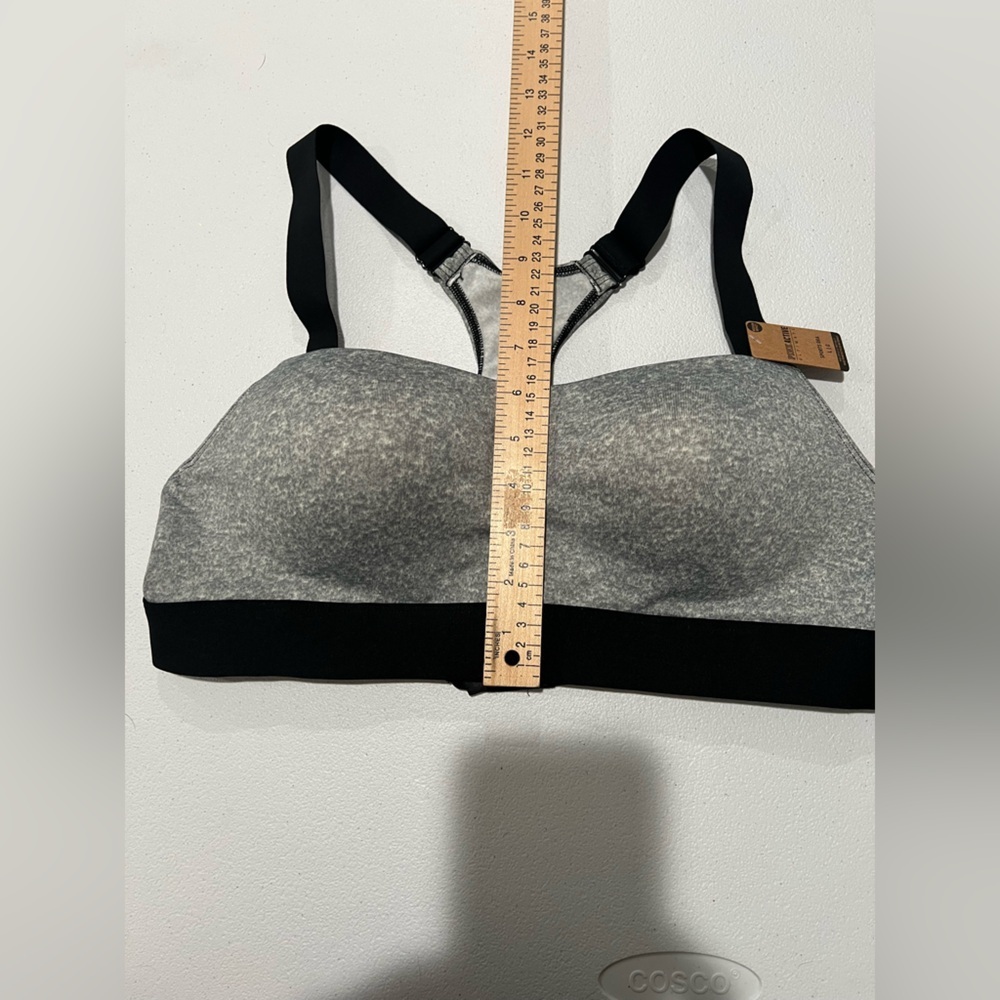 Active USA Heathered Gray and Black Sports yoga athletic Bra L - Picture 3 of 12